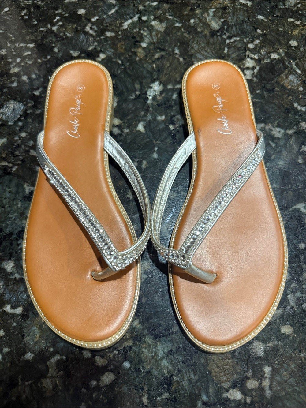 Charlie Paige rhinestone flip flops